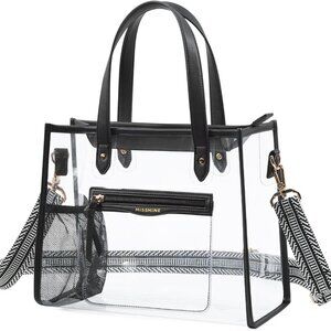 Clear Bag for Stadium Events Thick PVC Clear Tote Bag for Women with Guitar Stra